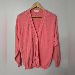 Brooks Brothers Cardigan Sweater Size M Starburst Pink Button Up V Neck